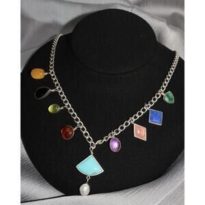 Desert Rose Trading(DTR) Sterling Silver Multi-gemstone Necklace 32.2G / 16-18in